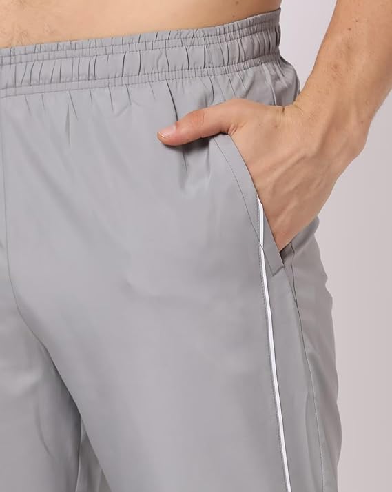 Mehrang Men's Athletic Track Pants, Blue with White Piping, Elastic Waist, Jogger Style