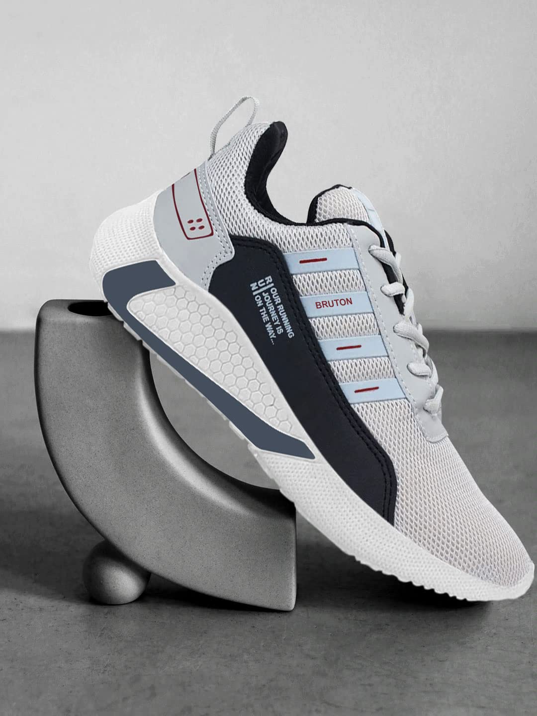 BRUTON Exclusive Trendy, Casual, Sports Shoes for Men, Running Shoes for Men (Black Grey, Size : 7)