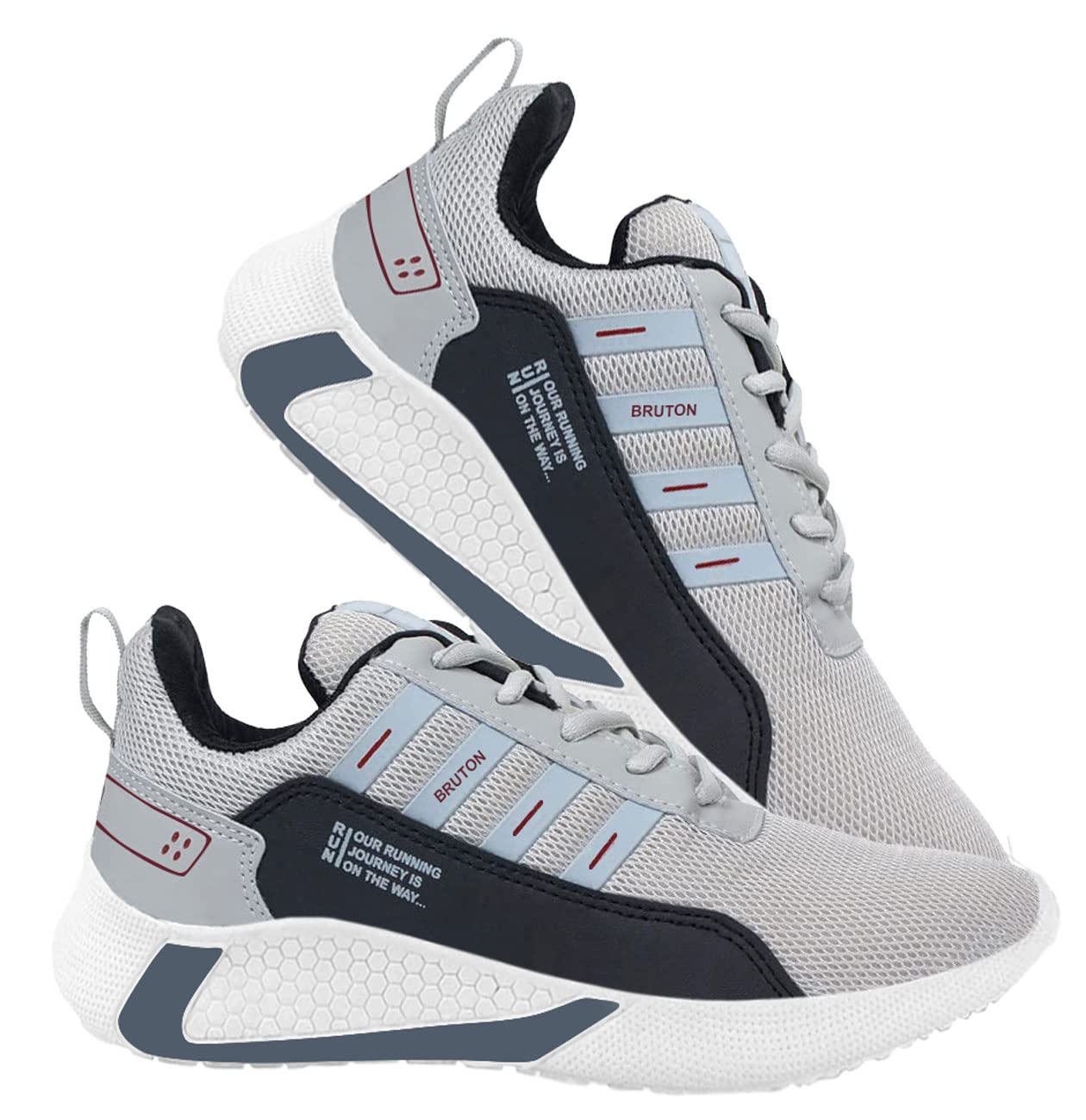BRUTON Exclusive Trendy, Casual, Sports Shoes for Men, Running Shoes for Men (Black Grey, Size : 7)