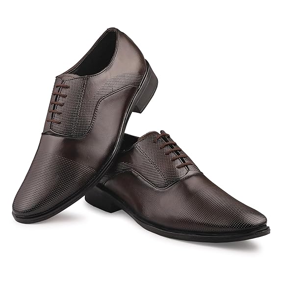 DUSK N DAZZLING Oxford Vegan Leather Shoes for Men, Formal Lace-Up, Handcrafted Shoes for Man Stylish, Premium Leather Office Wedding Footwear