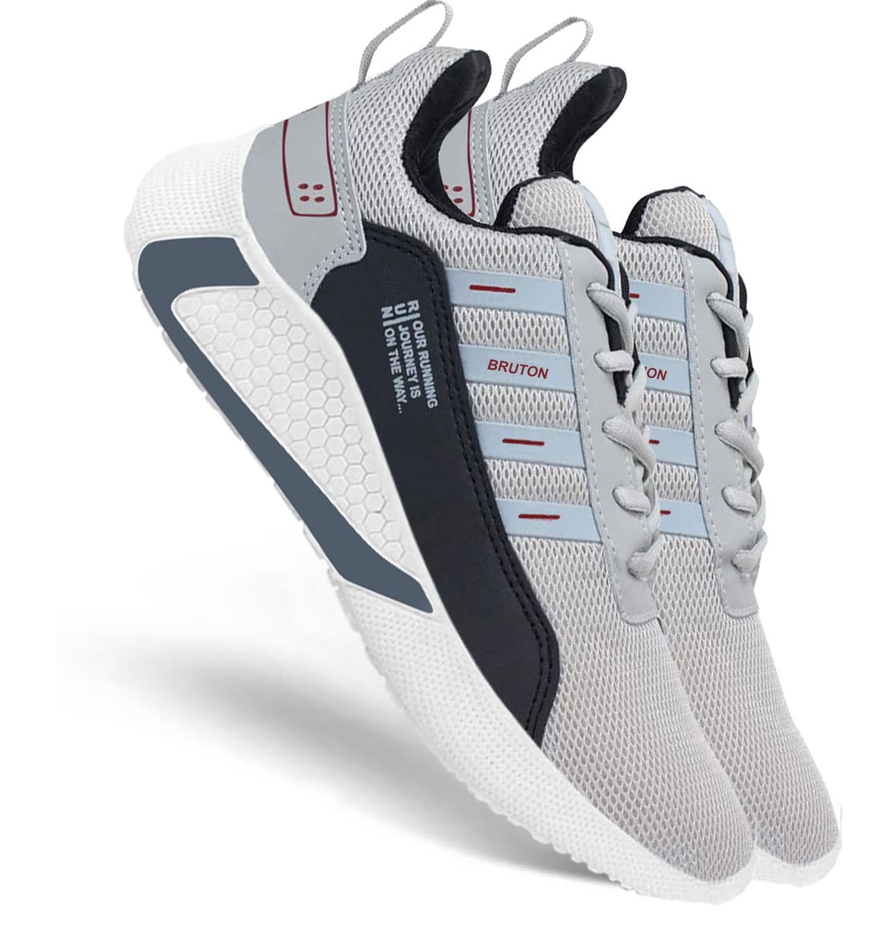 BRUTON Exclusive Trendy, Casual, Sports Shoes for Men, Running Shoes for Men (Black Grey, Size : 7)