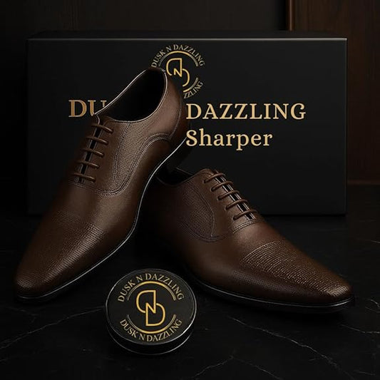 DUSK N DAZZLING Oxford Vegan Leather Shoes for Men, Formal Lace-Up, Handcrafted Shoes for Man Stylish, Premium Leather Office Wedding Footwear
