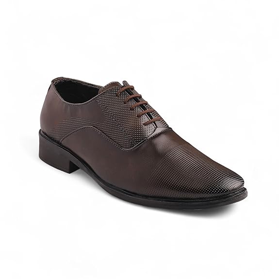 DUSK N DAZZLING Oxford Vegan Leather Shoes for Men, Formal Lace-Up, Handcrafted Shoes for Man Stylish, Premium Leather Office Wedding Footwear